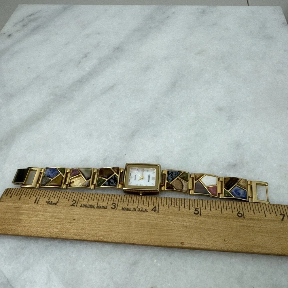Geneva Gemstone Watch Gold tone (Need Battery)